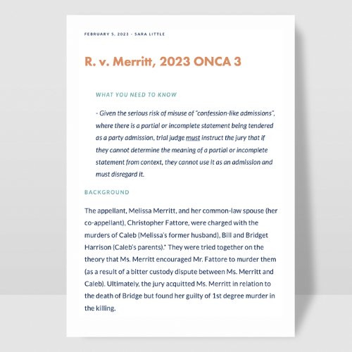R v Merritt, 2023 ONCA 3